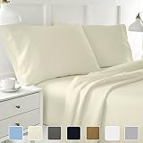 Cottington Lane 400 Thread Count 100% Long Staple Cotton Sheetsets, 4 PCs, Short Queen Sheets, Upto 15" Deep Pocket, Soft & Smooth Sateen Weave, Breathable Bed Sheets, Luxury Hotel Bedding, Ivory