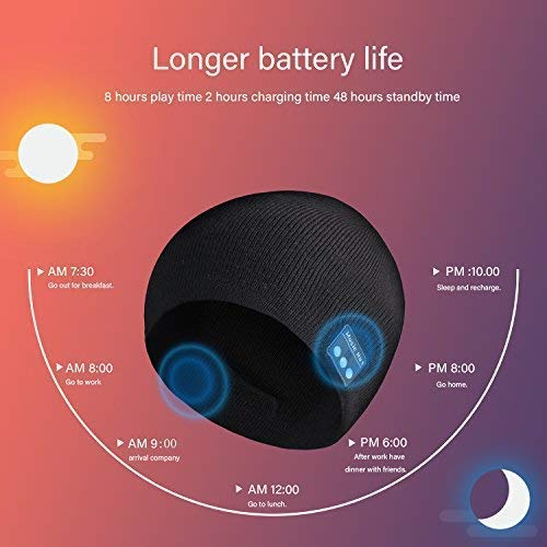 Stretchy Bluetooth Beanie Music Knitting Winter Hat Wireless Smart Men & Women Fasion Caps with Stereo Headset Fit for Outdoor/Indoor Sports Best as (Black 1#)