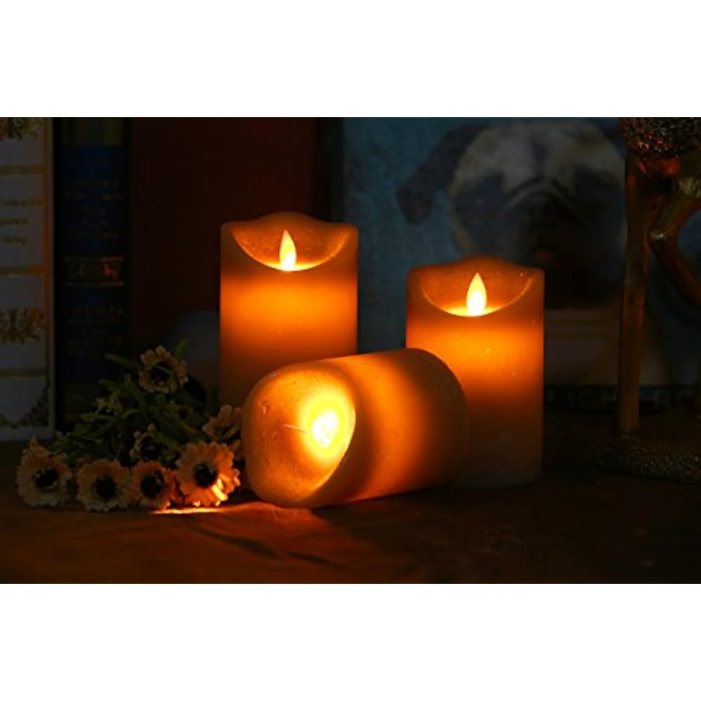 Marble Grey Color Flameless Candles 3 X 4/5/6inch Battery Operated LED Pillar eBay