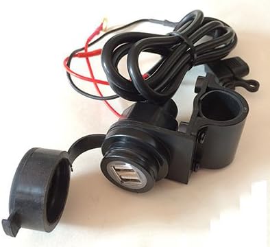 Motorcycle, Atv, USB Weatherproof Bar Clamp or Panel Mount 2.1 Amp Dual Port USB Charger with Battery Terminals