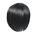 MARIAN Synthetic Hair Short Straight Bob Wig for Women Jet Black with Side Bangs + a Free Wig Cap