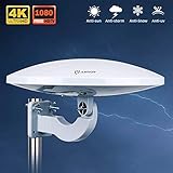 ANTOP New Generation UFO Outdoor TV Antenna 360 Omnidirectional Reception,Exclusive Smartpass Amplifier and Build in 4G LTE Filter, Fit Indoor/Outdoor/RV/Attic Use 65 Miles for Enhanced VHF/UHF Grey