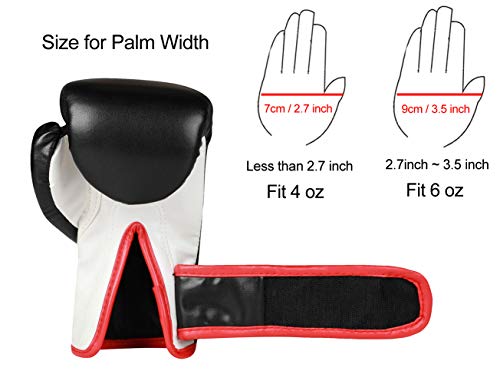 Dtown Kids Boxing Gloves 6oz Training Gloves for Youth Age 7 to 12 Years PU Leather (Black 02, 6 OZ) - Thumbnail 4