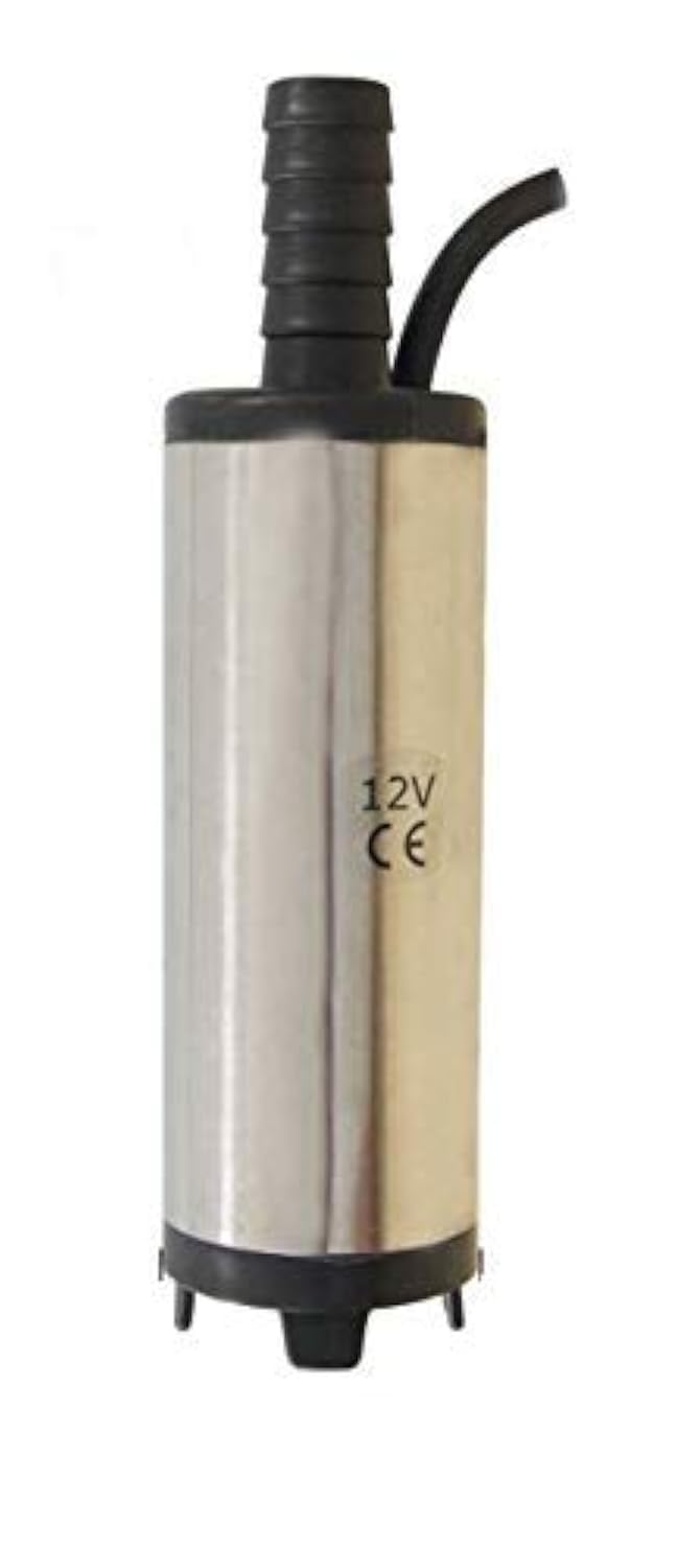 KATSU 12V Oil Fuel Diesel Transfer Pump, 51mm Diameter Stainless Steel Submersible Water Pump with Clips and 3m Cable for Camping Car Truck Boat 482107