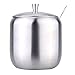 Anself Stainless Steel Cruet Seasoning Condiment Pot Sugar Coffee Can Container Drum Shaped with Spoon