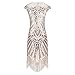 BelinlaAny Women's 1920s Gatsby Retro Diamond Sequined Embellished Fringed Flapper Dress