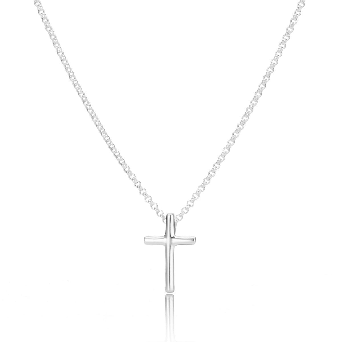 Molly Brown London Sterling Silver Faith Rounded Cross Adjustable Necklace for Girls. Ideal for Christening, Holy Communion, Birthday Gifts