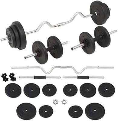 vidaXL Juego de Pesas 30kg Barra y Mancuernas Fitness Musculación ...