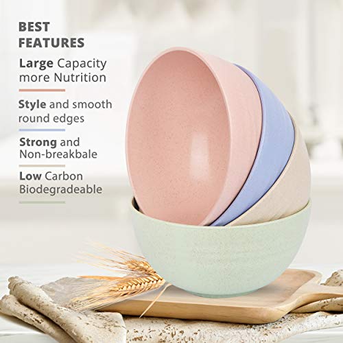 STORESUM Cereal Bowls26OZ Unbreakable Wheat straw BowlsLightweight