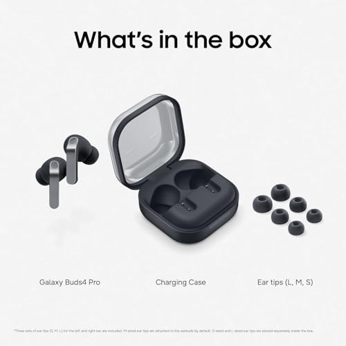 Samsung Galaxy Buds4 Pro, Black (CAD Version & Warranty) - New Fit, Two Way Speaker, Adaptive ANC, AI Assistant