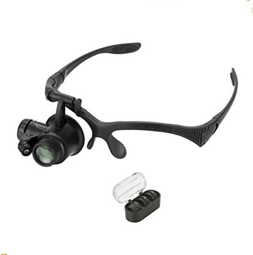Srate 10X,15X,20X,25X Monocular Eyeglass Magnifying Glass Bracket and Headband Magnifier Glasses with LED Light