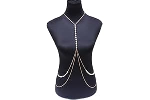 Gold Pearl Body Chain Jewelry for Women Sexy Bikini Belly Chain Necklace Summer Beach Waist Chains for Women Girls Stomach Be