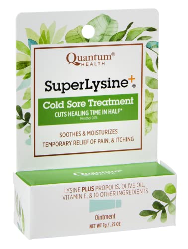 Quantum SuperLysine+ Cold Sore Treatment Ointment|Relieves Pain, Burning, and Itching|Cuts Healing Time in Half|0.25 Ounce (Pack of 2)