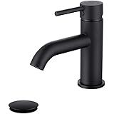 JAKARDA Single Handle Black Bathroom Faucet with Brass Drain Assembly and Escutcheon, Matte Black (Matte Black-JO1)