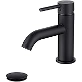 JAKARDA Single Handle Black Bathroom Faucet with Metal Drain Assembly and Escutcheon, Matte Black (Matte Black-JO1)