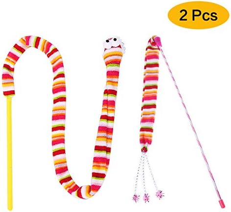 Cat Toys Cat Toy Kitten Toys, Two Styles Funny Interactive Cat toy, Cat Teaser Wand, Cuddly Stuffed Snake Cat Toy on…