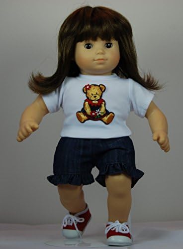 Bear Top and Jean Shorts Outfit includes Sneakers and fits 15 inch American Girl Bitty Twin dolls.