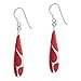 AeraVida Vintage Stone Teardrop Birthstone Sterling Silver Earrings, 9x45 mm | Dangle Earrings for Women (Red)