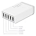 ETvalley 40W/8A 5 Port USB Charger Multi-Port USB Charger for iPhone, iPod, Samsung Tab, Android, Usb Hubs,White