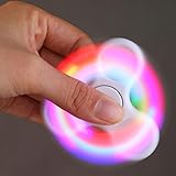 Leegor LED Light Finger Stress Reducer Gyro Triangle Single Finger Spinner Fidget EDC Focus Toys For ADD, Boredom, Anxiety, ADHD, Autism, Quitting (White)