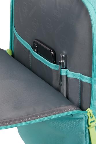 Take2Cabin - Borsa da cabina EasyJet 36 x 20 x 45 cm, 38 L, 0,70 kg, Bagaglio a mano, Zaino aereo M Underseat, Turchese/Verde (Dusty Turquoise/Lime)