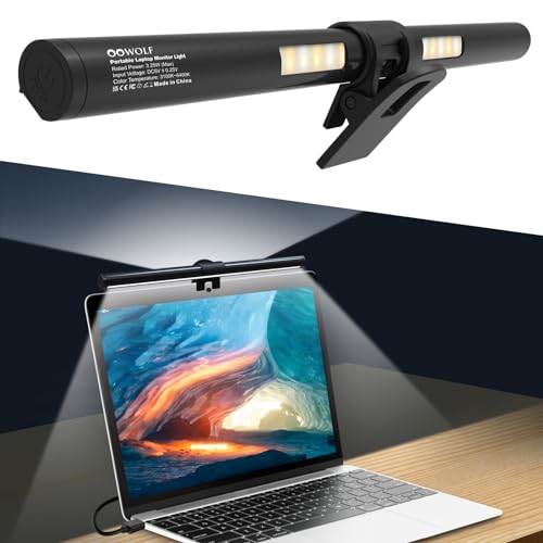 OOWOLF Monitor Lampe 33cm dimmbar 3000-6500K - Haupt- & Hintergrundlicht, ohne Blendung & Flimmern, Touch Control, USB-Anschluss, Augenschutz für Lapt