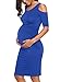 Kalayo Women's Cold Shoulder Bodycon Maternity Dress Half Sleeve Fitted Ruched Sides Casual Pregnancy Clothes