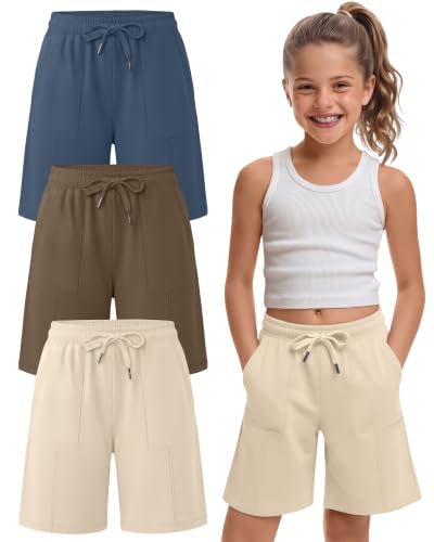 Xaatren 3 Pack Girls Bermuda Knee Length Shorts, 3-Color, 5-6 Years at Amazon