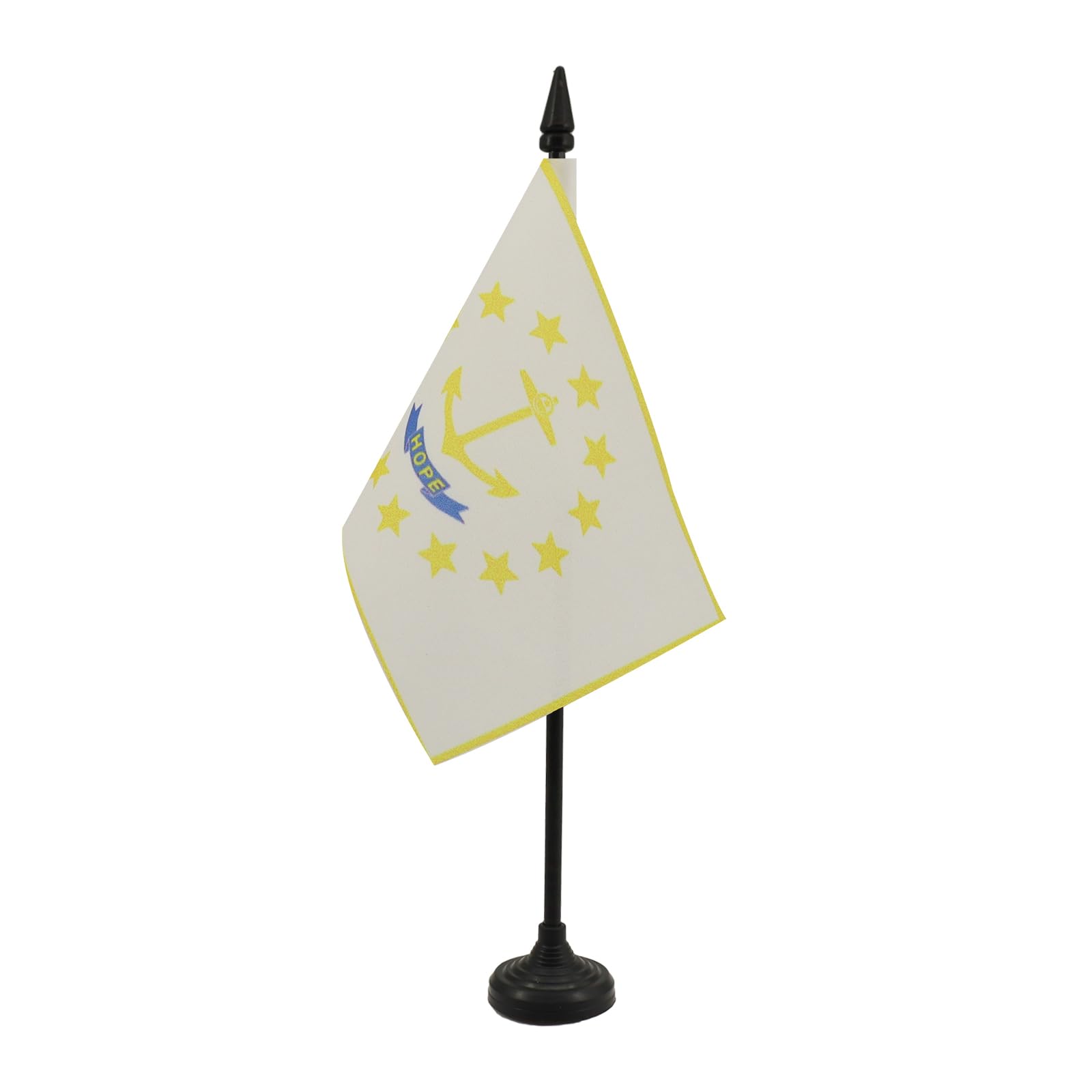 AZ FLAG - Rhode Island Table Flag 4'' x 6'' - US state of Rhode Island Office Mini Banner 100% Polyester 15 x 10 cm - Mini Desk Flag with 10'' Pole and Black Plastic Base