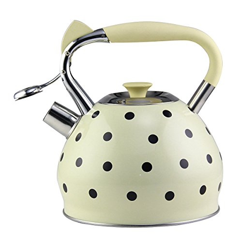 Riwendell 3.2 Quart Whistling Tea Kettle Stainless Steel Dot Print StoveTop Teapot (GS-04517CFY-3.0L) - Thumbnail 5