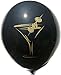 Green Party Goods Martini Glass Balloon Black and Gold Double Sided Biodegradable Pack of 6
