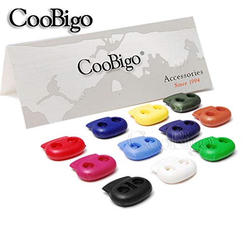 image for CooBigo 25pcs Mixed Color Double Holes Oval Bean Cord Lock Stopper Tog