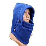 Eforstore 6 in 1 Thermal Fleece Balaclava Hat Hood Police Swat Ski Bike Wind Stopper Face Mask New Caps Neck Warmer (Blue)