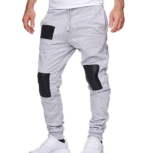 Willsa Mens Swimsuit, Splicing Printed Overalls Casual Pocket Sport Work Casual Trouser Pants Gray
