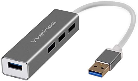 USB hub USB 3.0 Hub 4 Port Compact Portable High Speed USB hub 3.0 extend 4 USB 4-port Data Hub Multiport metal Aluminum for Windows, Mac OS, PC (Grey)