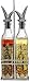 Gourmia GVD9990 Oil and Vinegar Dispenser Set - Elegant Square Design, Easy Flow Dual Drip-Free Spouts for Controlled Flow – Steel Wire Table and Counter Stand Holder