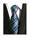 MINDENG New Classic Plaids Check Baby Blue Jacquard Woven Silk Men's Tie Necktie