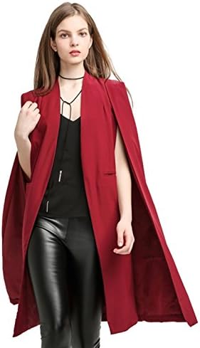 Lemon Richlulu Women Lightweight Open Front Cloak Cape Trench Coat Longline Blazer