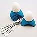 Silicone Egg Cups and Stainless Steel Demitasse Egg Spoons Set of 4 in Sky Blue