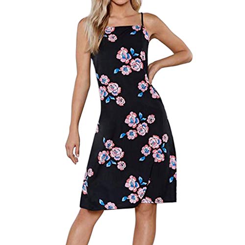 Dress for Women Sexy 2019 Fashion Plus Size Print O-Neck Sleeveless Off Shoulder Fork Dresses