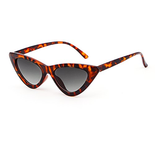 Clout Goggles Cat Eye Sunglasses Vintage Mod Style Retro Kurt Cobain Sunglasses (Leopard Frame Smoke Lense, 51)