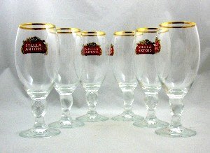 New Set of 6 Stella Artois Glasses