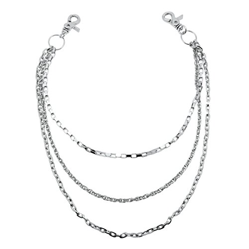 Uniqsum Simple Slim Triple wallet chain Swivel Trigger snap Lightweight Biker Punk Key chain (Silver)