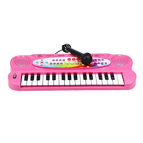 aPerfectLife Kids Piano, 32 Keys Multifunction Electronic Kids Piano Keyboard Musial Instrument Kids Microphone (Pink)