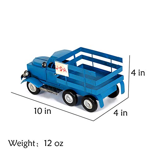 Ayiguri Metal American Truck Car Model Retro Vintage Iron Car Models Handmade Classic Decoration Photography Props (Blue)