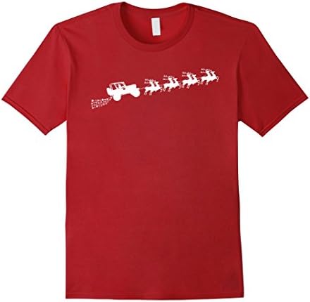 Mens Santa Sleigh Funny Jeep Driver Christmas T-Shirt 2XL Cranberry