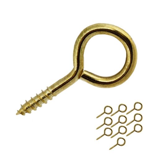 Brass Closed Ring 5/8-Inch Screw Eye Hooks - 25 Pack