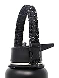 GALAXTEK Paracord Handle For Hydro Flask Wide Mouth Bottle - Durable Paracord Carrier, Secure Design Accessories, Survival Strap Cord With Safety Ring and Carabiner, Premium Quality(Black Speckled)