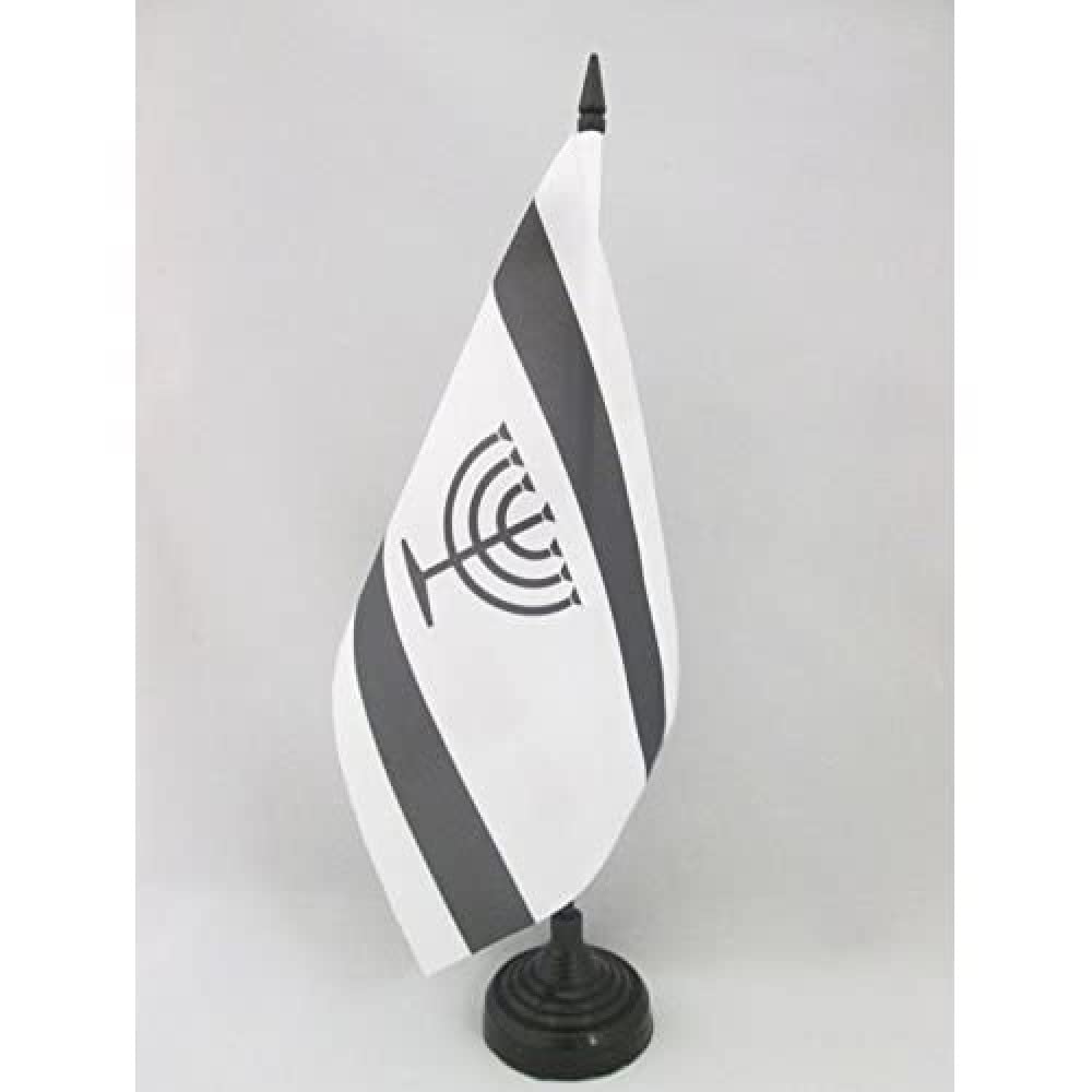 AZ FLAG Yiddish Table Flag 5'' x 8'' - Judaism Office Decoration 100% Polyester 21 x 14 cm - Mini Desk Flag with Pole and Black Plastic Base