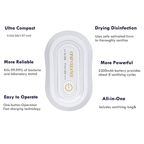 Denshine CPAP Cleaner, CPAP Cleaner and Sanitizer Includes Sanitizing Bag, for CPAP Machines, Masks, Cushion, 22mm Diameter of Tubing and Household Sterilization Cleaning
